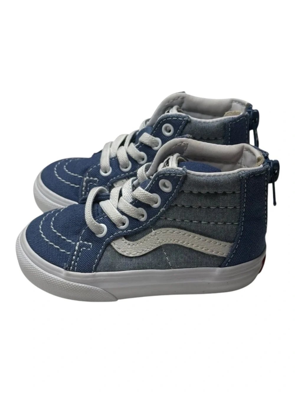 Vans ✌︎︎ Sk8-Hi Zip Baby Walker Skate Shoes Sneakers ✌︎︎Denim Chambray ✌︎︎ 5